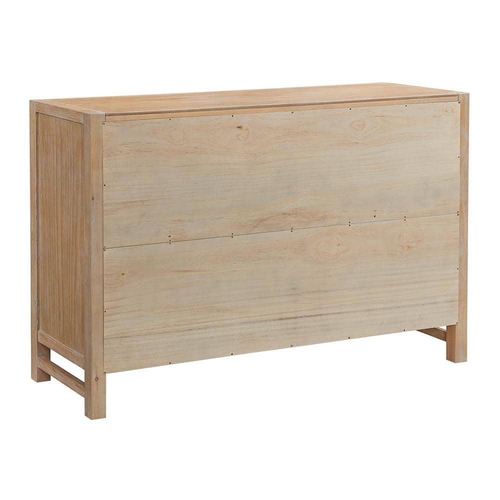 Farmhouse Light Brown Pine Wood Double Dresser with Deep Drawers