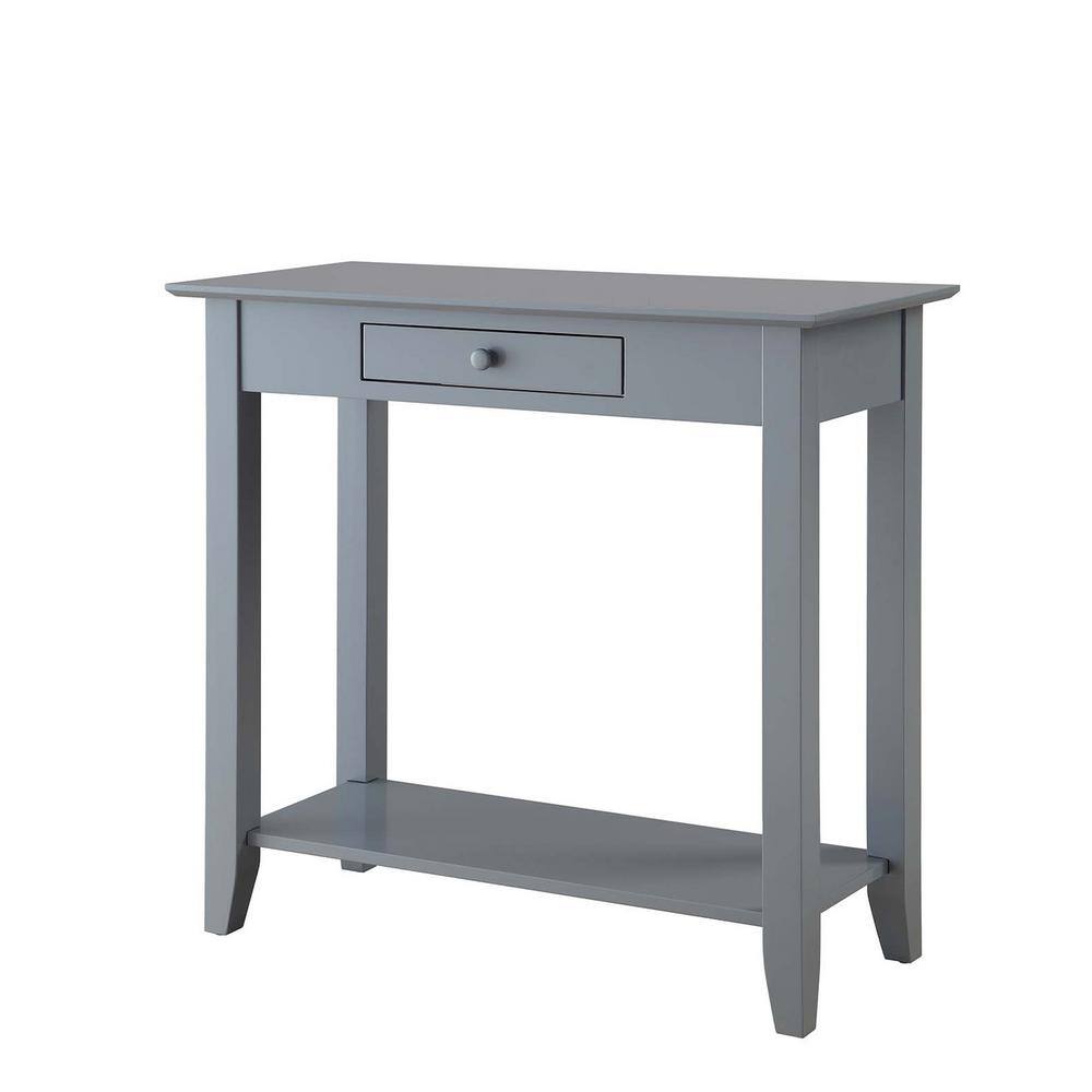 Gray Wood Hall Table with Drawer and Shelf