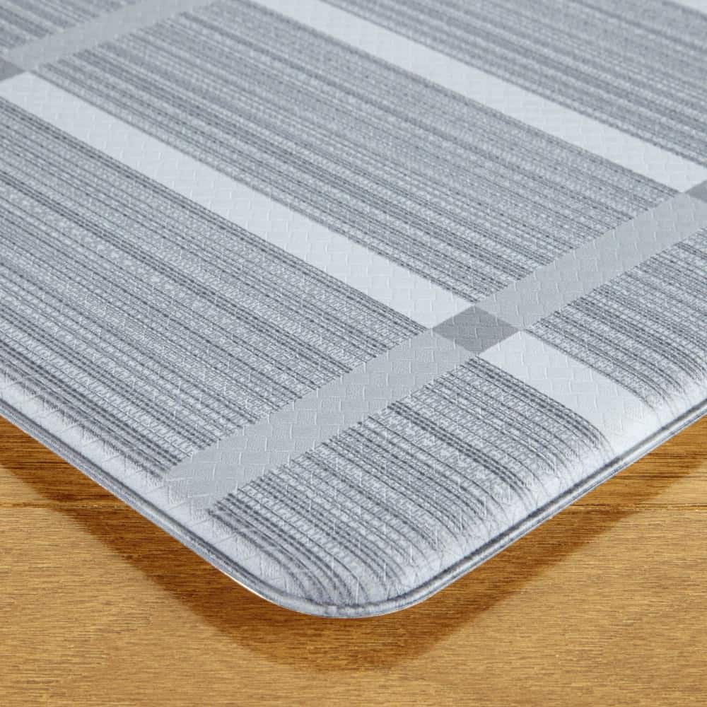 Comfort Plus Dark Grey Geometric Memory Foam Kitchen Mat