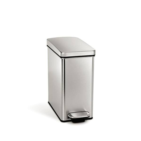simplehuman 10 l Profile Step Trash Can in Fingerprint-Proof Brushed Stainless Steel-DISCONTINUED