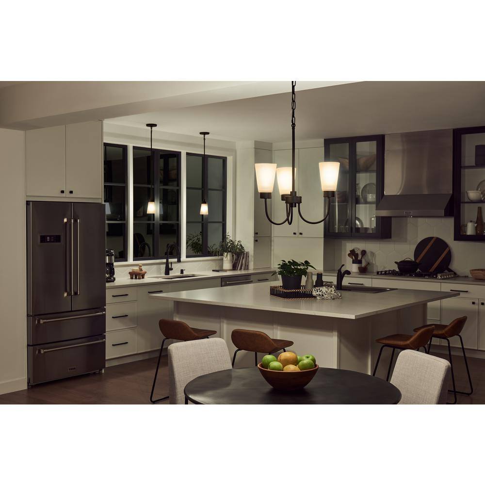 Erma 18" Olde Bronze Traditional Chandelier with White Glass Shades