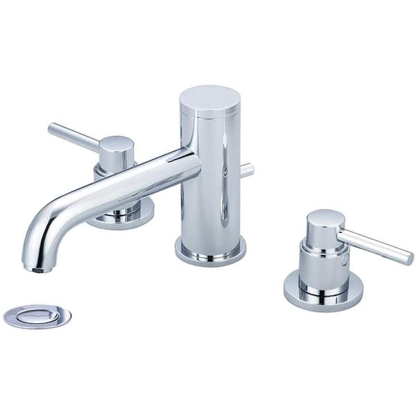 Pioneer Faucets Motegi 8 in. Widespread 2-Handle Bent Nose Spout Bathroom Faucet in Polished Chrome with Drain Assembly