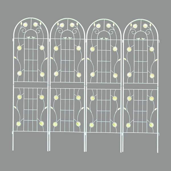 71 in. Metal Garden Trellis, Outdoor Flower Support, Rustproof Trellis for Climbing Plants, Cream White (4-Pack)