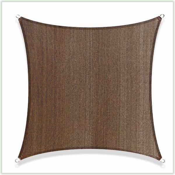 COLOURTREE 10 ft. x 10 ft. 190 GSM Brown Square Sun Shade Sail Screen Canopy, Outdoor Patio and Pergola Cover