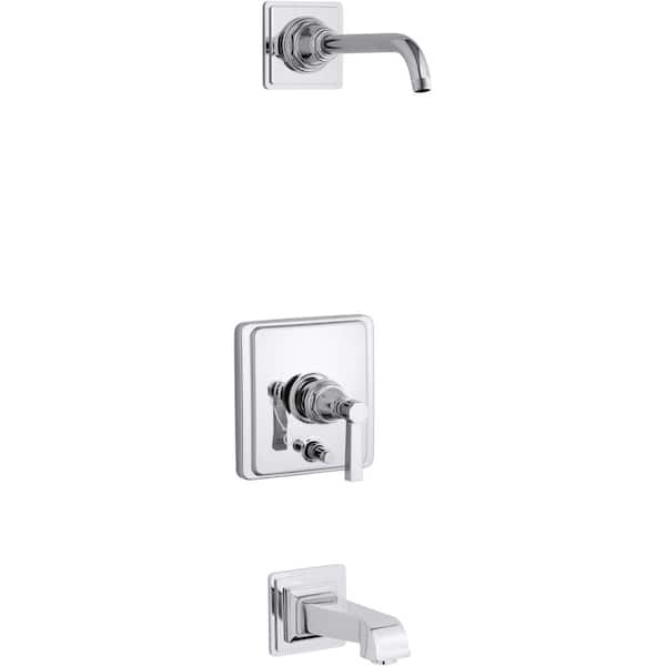 KOHLER Pinstripe Lever 1-Handle Wall-Mount Trim Kit in Polished Chrome with Push Button Diverter (Valve not Included)