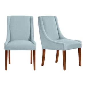 Leaham Charleston Blue Upholstered Dining Chair with Walnut Accents (Set of 2)