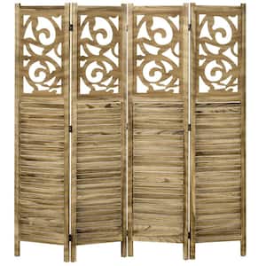Brown 63 in. L x 0.75W x 67 in. H Rustic Style, 4-panel Room Divider