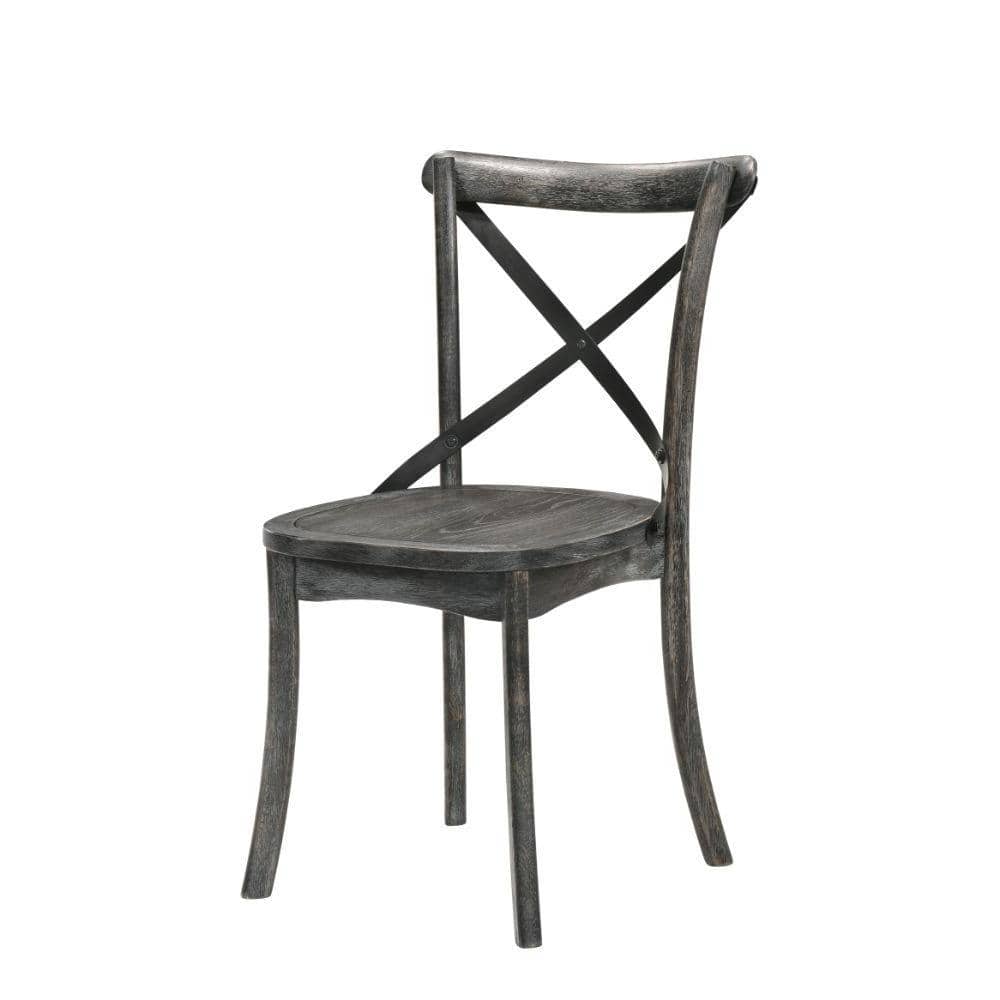 Rustic Gray High-Back Cross-Back Wooden Side Chair