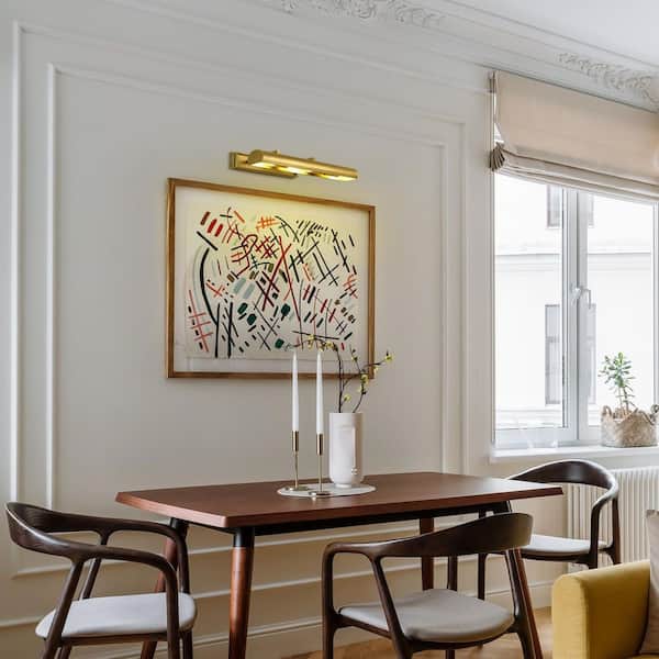 24 in. 4-light Brass Dimmable LED Picture Light, Adjustable Up and Down Wall Sconce for Display, Wall, Artwork, Gallery