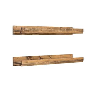Rustic Luxe 36 in. W x 10 in. D Floating Walnut Decorative Shelves (Set of 2)