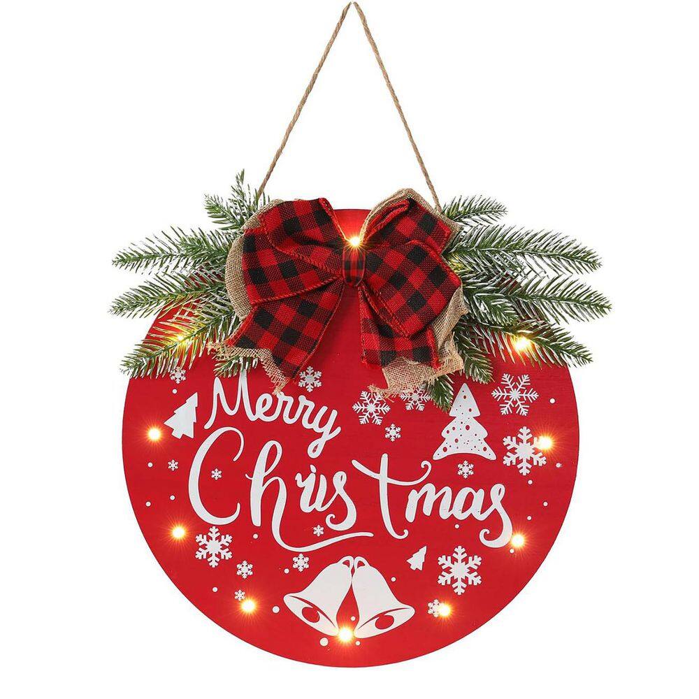 Christmas Wooden Welcome Sign Red 12 in. x 12 in. by Wooden Wall