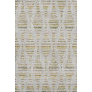 Mayfield Premium Machine Washable Abstract AMF2027 Ivory 5 ft. x 7 ft. 6 in. Area Rug