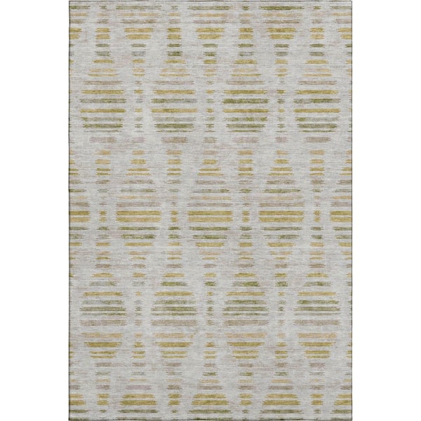 Mayfield Premium Machine Washable Abstract AMF2027 Ivory 5 ft. x 7 ft. 6 in. Area Rug