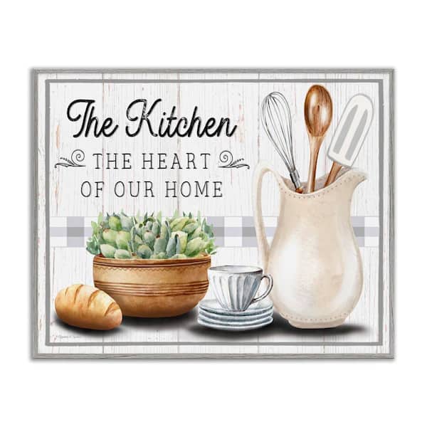 Kitchen Heart of Home by Elizabeth Tyndall Gray Framed Giclee Art Print Food 16 in. x 20 in.