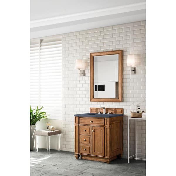 James Martin Vanities Bristol 30 in. W x 23.5 in. D x 34 in. H Bathroom Vanity in Saddle Brown with Charcoal Soapstone Quartz Top