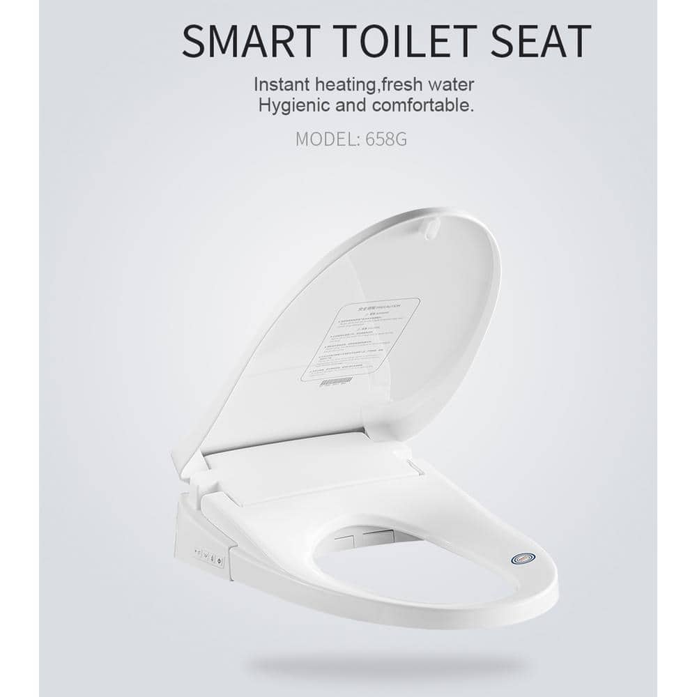 White Polypropylene Electric Smart Bidet Toilet Seat with Heated Seat and Remote