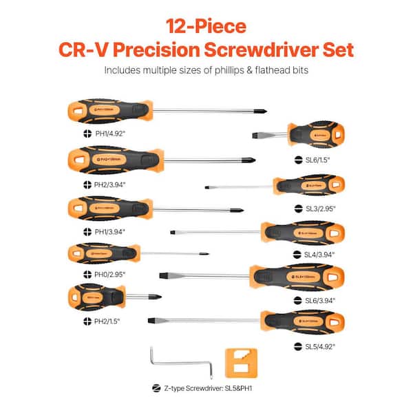 SKYSHALO Screwdriver Set, 12-Piece with Magnetic Tips, 5 Phillips