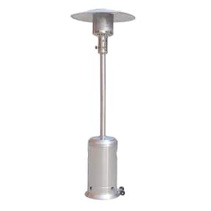47000 BTU Commercial Residential Rust Resistant Wheels Silver Patio Heater