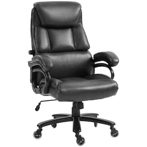 400 lbs. Big and Tall High Back Leather Adjustable Height Ergonomic Executive Office Chair in Black with Arms