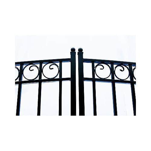 Black Steel Dual Swing Arched Driveway Gate with Posts