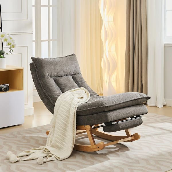 Casual style Light Gray Sponge Swing Chair Recliner with Folded Footrest