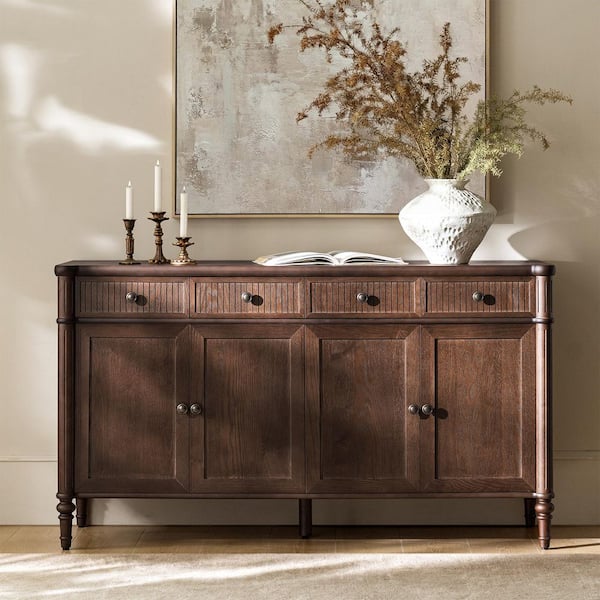 Roland Auburn Wood 58 in. 4-door Buffet Sideboard with 2-Drawer