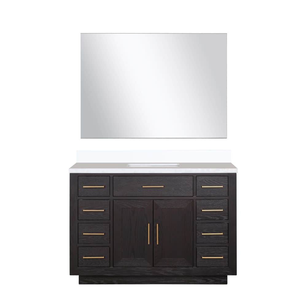 Condor 48 in W x 22 in D Black Oak Single Bath Vanity with White Quartz Top, and 46 in Mirror price history on PriceWatchPro