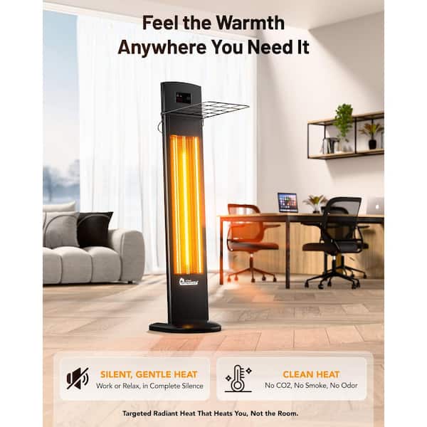 Dr Infrared Heater 1500W Black Electric Infrared Tower Radiant