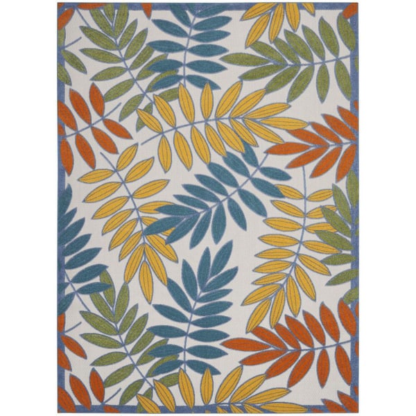 8' X 11' Blue And Ivory Floral Indoor Outdoor Area Rug 8' X 11' Blue And Ivory Floral Indoor Outdoor Area Rug