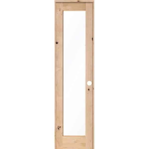 Krosswood Doors 24 in. x 96 in. Rustic Knotty Alder 1-Lite with Solid Core Left-Hand Wood Single Prehung Interior Door