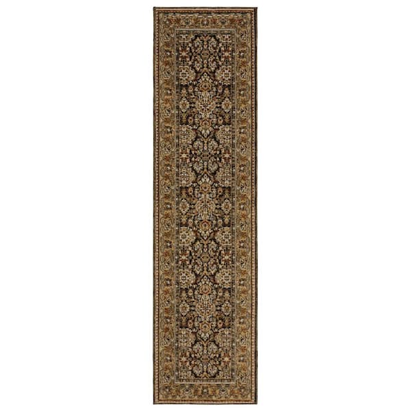 2 X 8 Blue, Gold Oriental Washable Area Rug Runner Rug