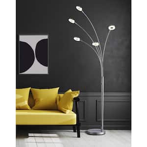 UFO 73 in. Modern Chrome Super Bright LED 5-Arched Floor Lamp with Touch Dimmer