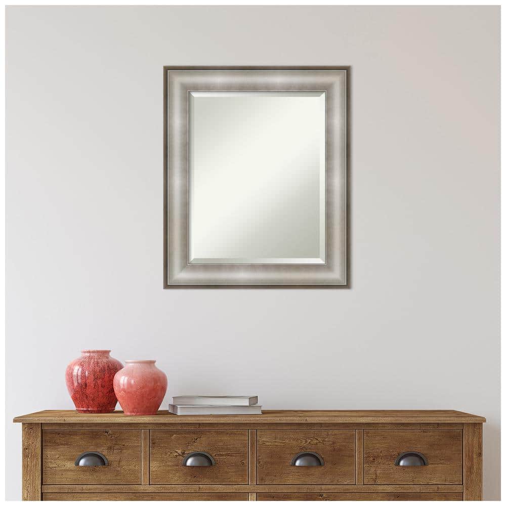 Imperial Silver Rectangular Beveled Bathroom Wall Mirror 21 x 25 in