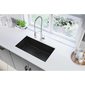 Quartz Classic 33 in. Undermount Single Bowl Black Granite/Quartz Composite Kitchen Sink w/ Accessories