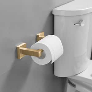 Wall Mounted Toilet Paper Holder Double Post Pivoting Square Tissue Holders Roll Hangers Stand Modern in Brushed Gold