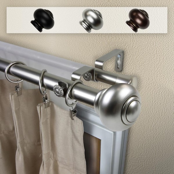 Rod Desyne Dani 1 in. Double Curtain Rod 120 in. to 170 in. in Satin Nickel