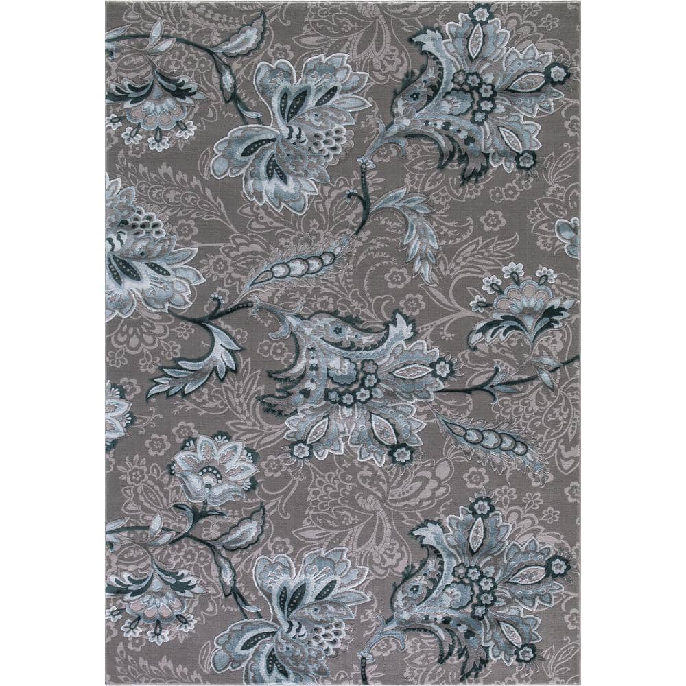Concord Global Trading Thema Jacobean Teal ft. x ft. Area Rug 29554  The Home Depot