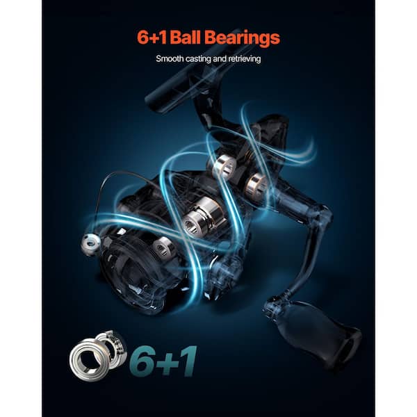 6.1 fishing reel SKYSHALO Rod and Fishing Reel Combo 6.5 ft. 2-Piece Rods 6 Plus 1 Ball Bearings Steel Ceramic Guides, IM6 Fiberglass-Carbon Fiber