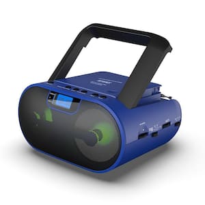 Radio MP3 CD BoomBox, Connect Phone Jack via Aux., Bluetooth, USB/SD, with Remote Control - Blue