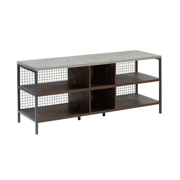 SAUDER Market Commons 55 in. Rich Walnut Composite TV Stand Fits TVs Up to 60 in. with Cable Management