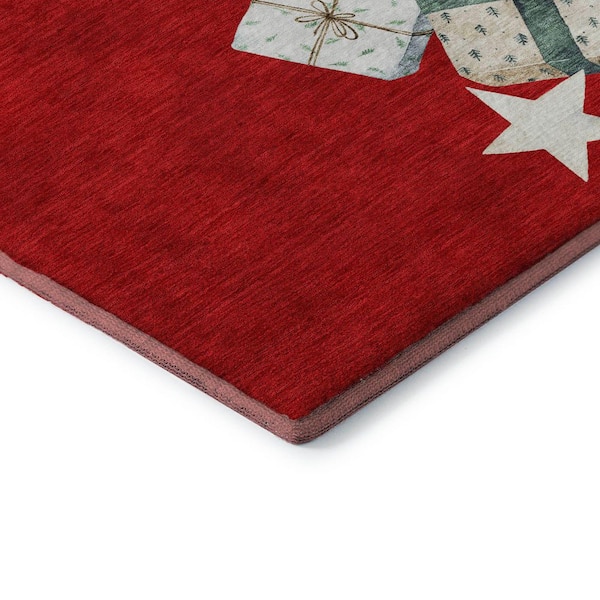 Mayfield Premium Machine Washable Abstract AMF1825 Red 10 ft. x 14 ft. Area Rug
