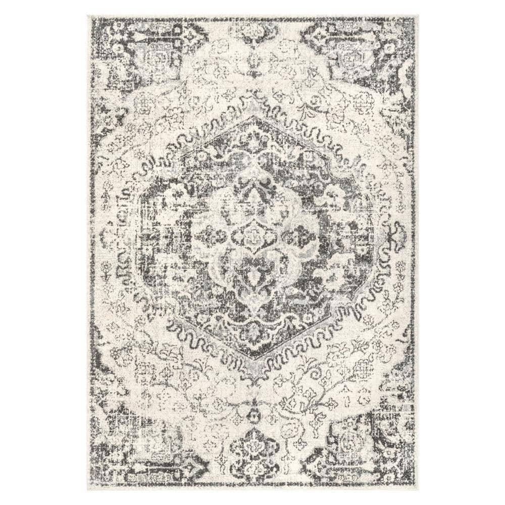 nuLOOM Maranda Vintage Medallion Gray 5 ft. x 8 ft. Area Rug