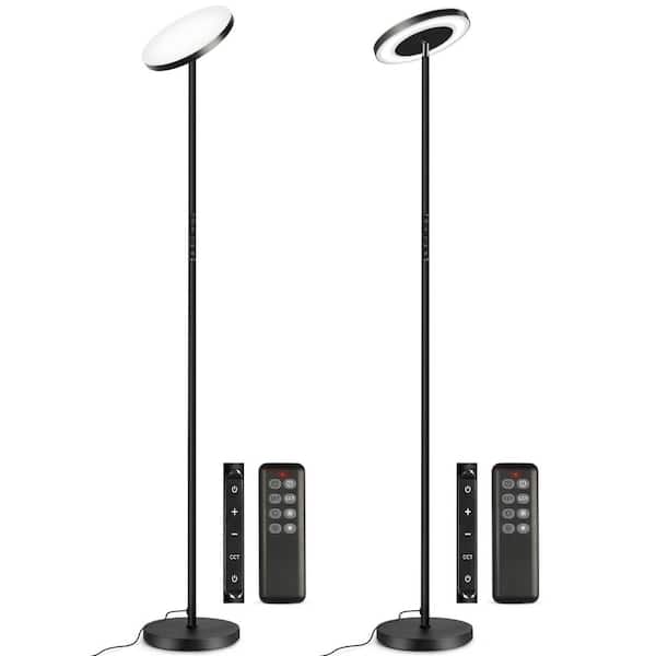 BICIK 71 in. Black Double-Sided Dimmable LED Torchiere Floor Lamp Set with Adjustable Color Temperature (Set of 2)