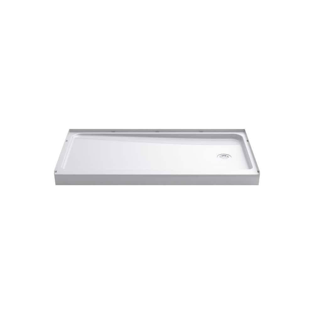 60 in. L x 32 in. W Alcove Shower Pan Base with Right Drain in White price history on PriceWatchPro