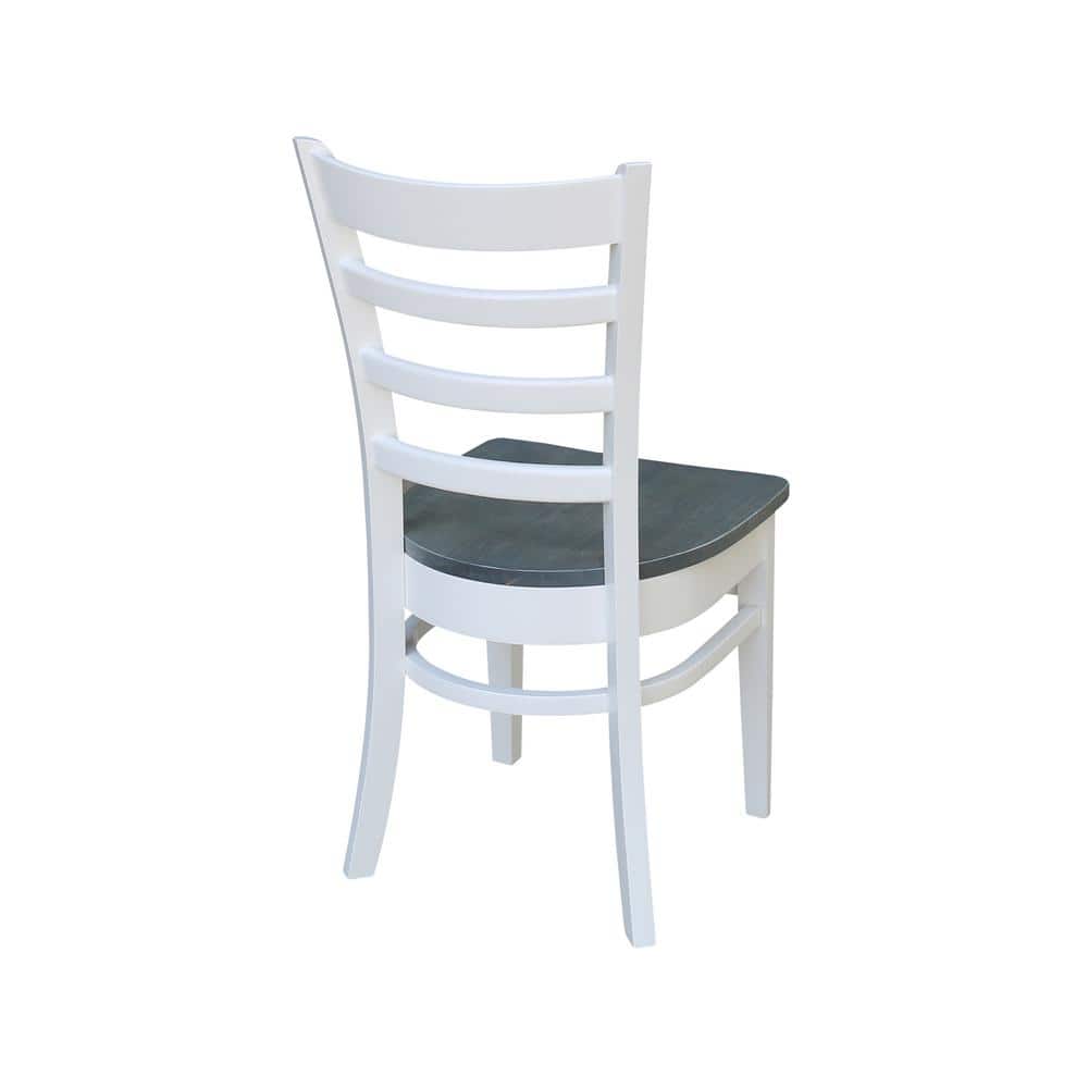 Modern Farmhouse White Wood Ladderback Side Chair 2-Piece Set
