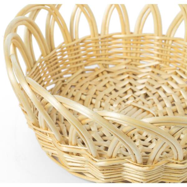 Vintiquewise Straw Decorative Round Beige Storage Basket with