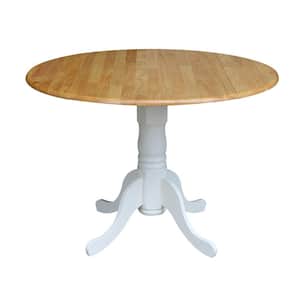 White and Natural Drop-Leaf Dining Table