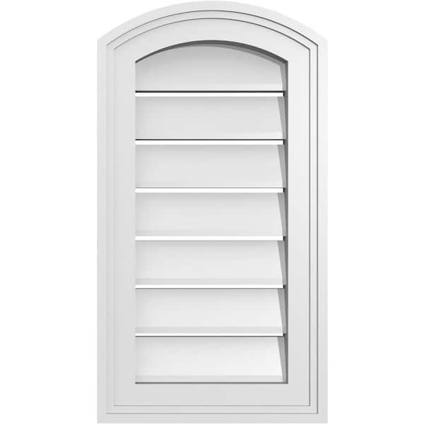 Ekena Millwork 12" x 20" Arch Top Surface Mount PVC Gable Vent: Non-Functional with Brickmould Frame