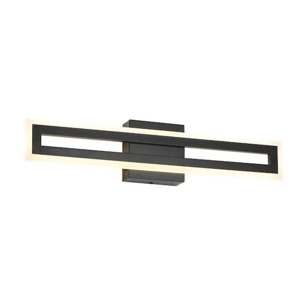 UMEILUCE 1-Light 24 in. Black Rectangle LED Wall Sconces with 3000K ...