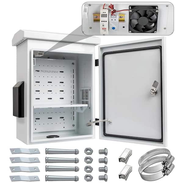 Electrical Box with Thermostat and Fan 17.8 in. D x 14 in. W. x 7.9 in. H Wall/Pole Mounted in White